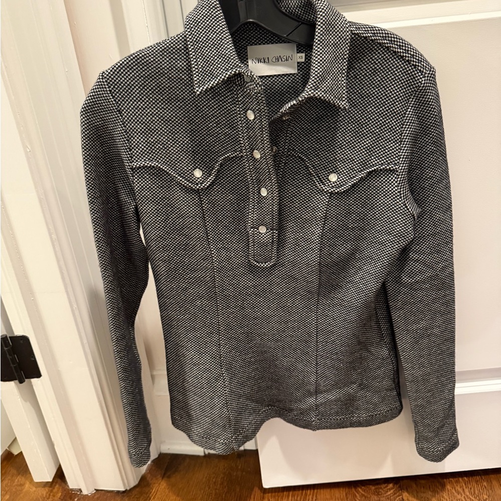 Nikki Chasin Black and White Long Sleeve Shirt